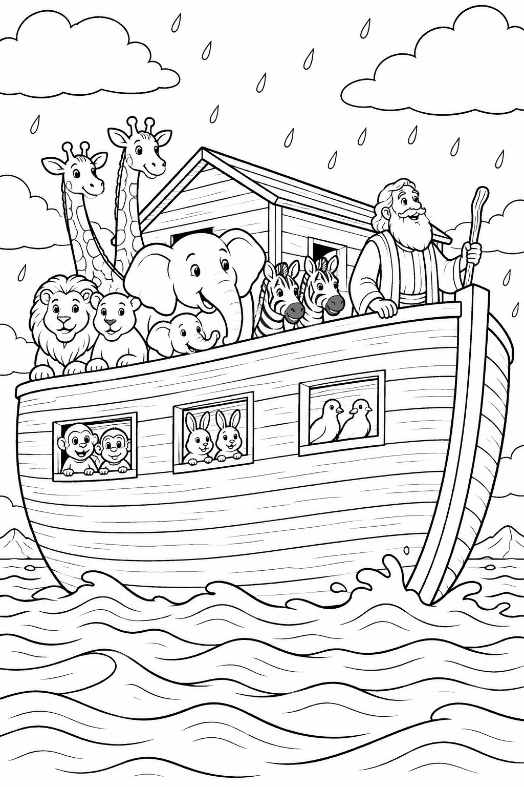 Desenho para colorir: A arca sobre as águas