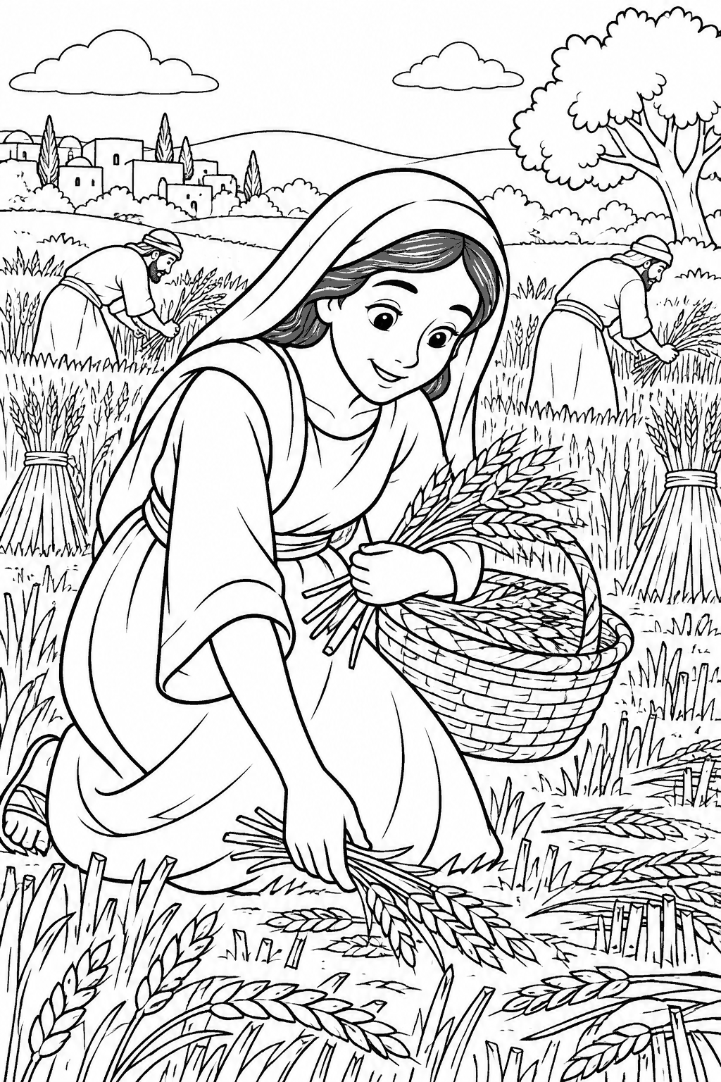 Desenho para colorir: Rute colhe espigas