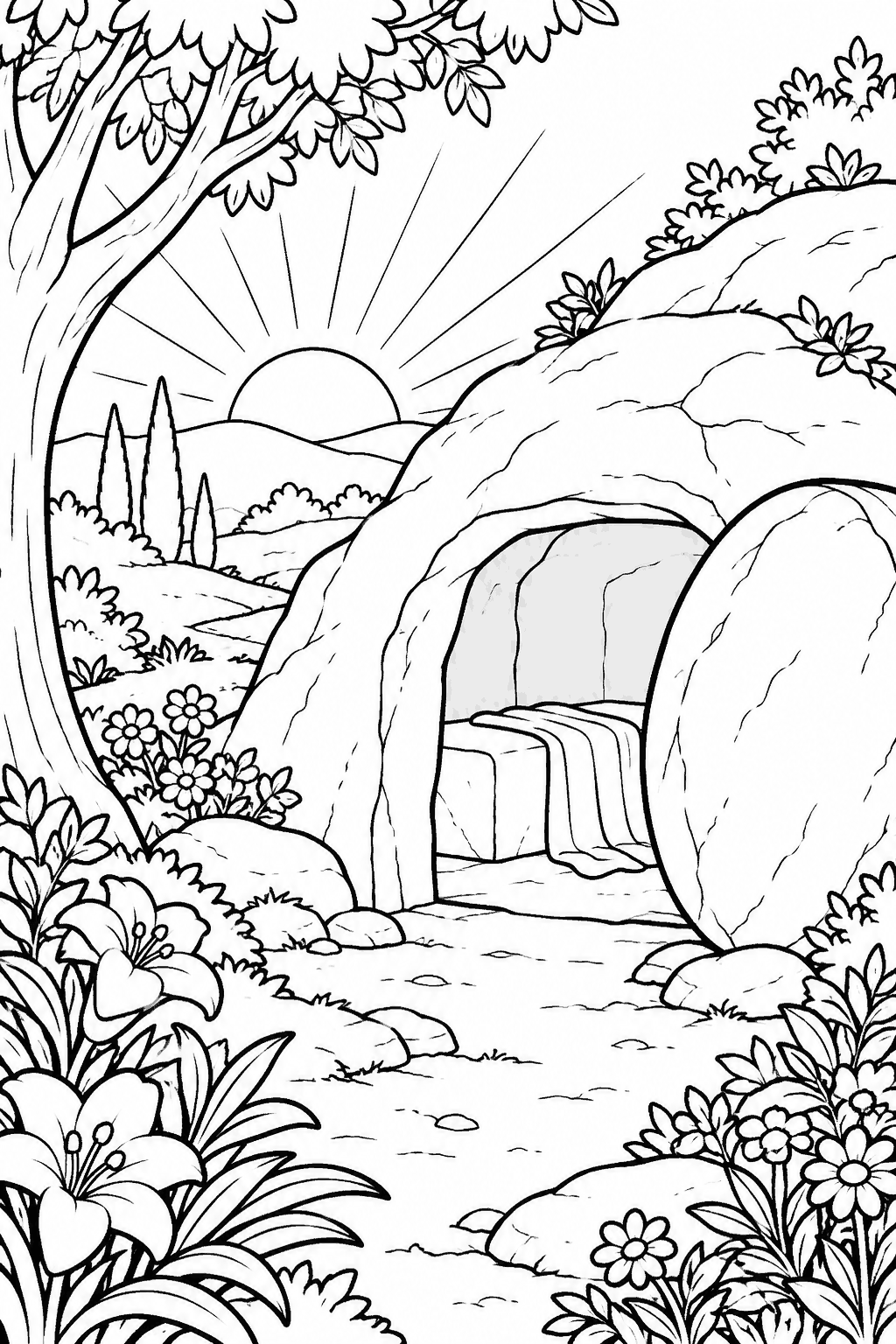 Desenho para colorir: O jardim da ressurreição