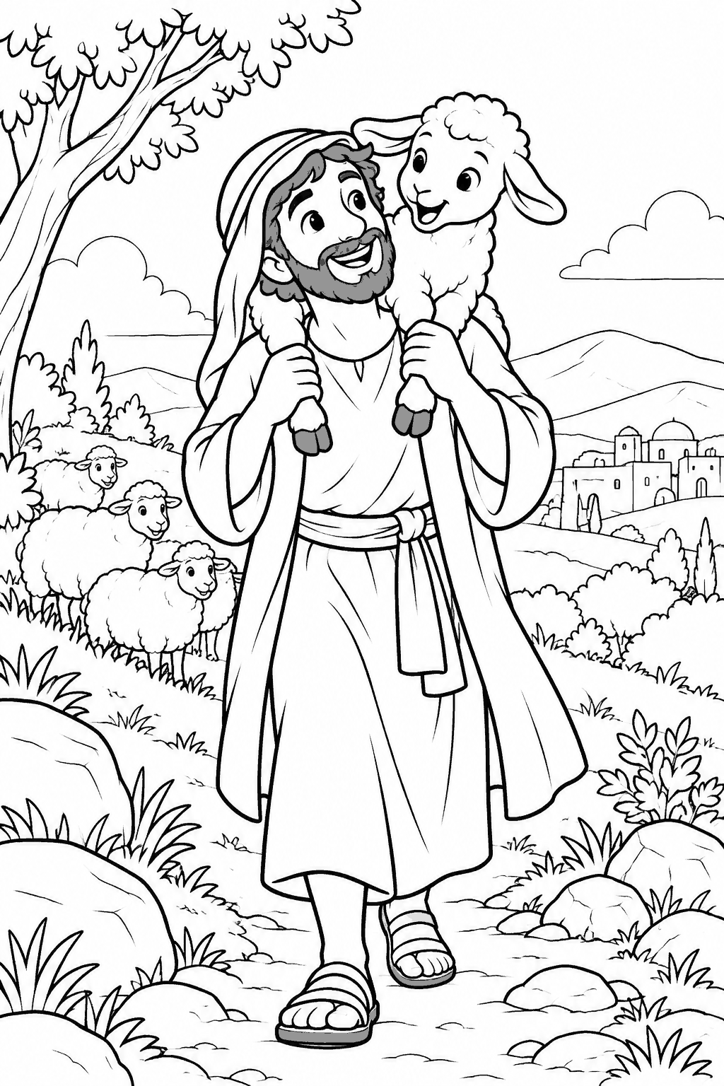 Desenho para colorir: A ovelha encontrada
