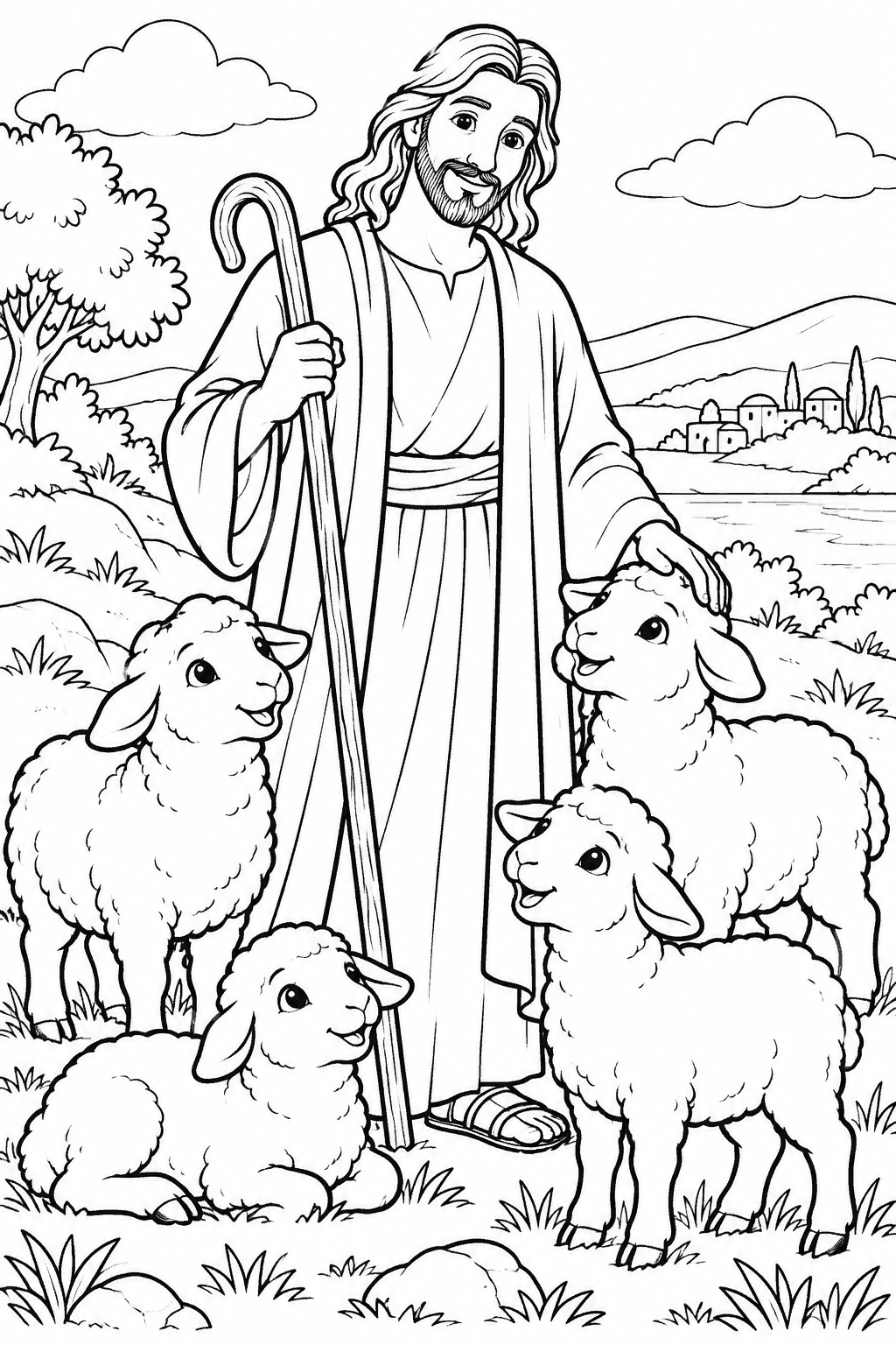 Desenho para colorir: Jesus, o bom pastor